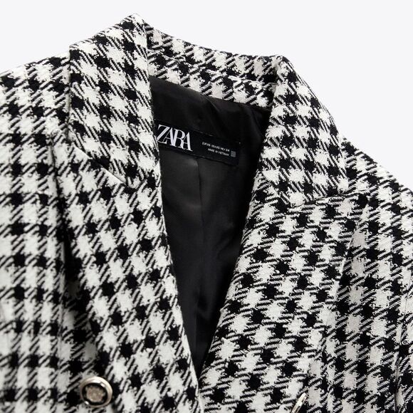 Zara Plaid Double Breasted Blazer New - Picture 6 of 6